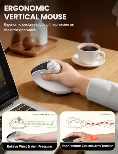 SABLUTE MAM51 Ergonomic Mouse, Wireless Mouse with Side Scroll Wheel