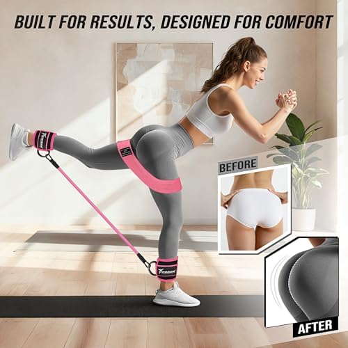 WOQQW Ankle Resistance Bands with Cuffs & Booty Bands Set for Legs & Glutes