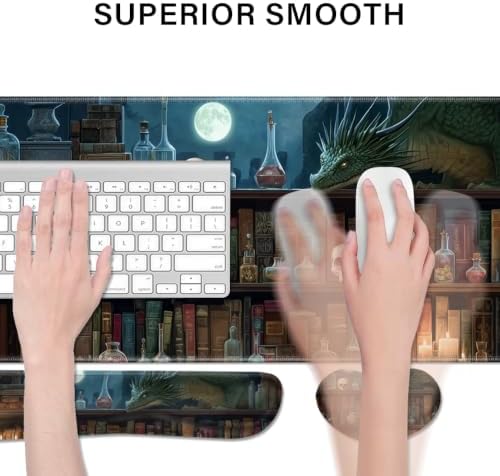 Desk Pad and Keyboard Wrist Rest, Large Mouse Pad + Keyboard Pad+Mouse Wrist Support, Non-Slip Desk Mat Protector for Office, Home 31.5×11.8 Inches Gothic Skull
