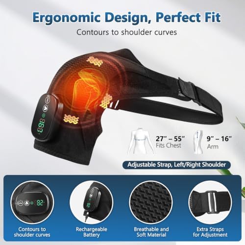 Shoulder Heating Pad & Massager, Shoulder Wrap Brace Massager with Heat