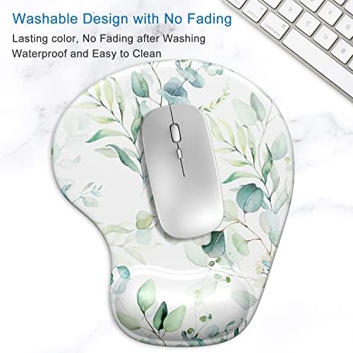 ITNRSIIET Ergonomic Mouse Pad with Gel Wrist Support Wrist Rest Smooth Surface Non-Slip PU Base Comfortable Office Supplies Pain Relief, 9.5 x 8 inches, Leaves and Branches