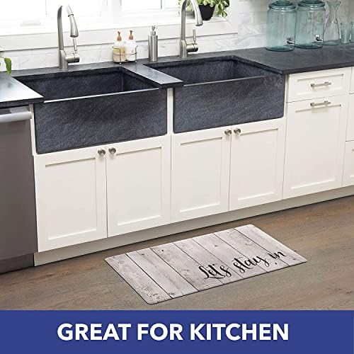 J&V TEXTILES Anti Fatigue Kitchen Mat - Kitchen Mat Cushioned Anti Fatigue, Kitchen Floor Mats Cushioned, Non Slip Waterproof Mat Standing Desk, 20x36x1/2 inches (Let's Stay in)