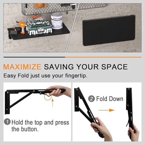 TEAMIX Wall Mounted Folding Desk for Small Spaces - Black, 29.9 x 15.7inch