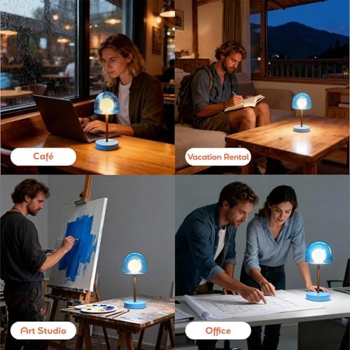 Blue Cordless Nursery Lamp, LED Small Kids Lamp, Shower Lamp IP44