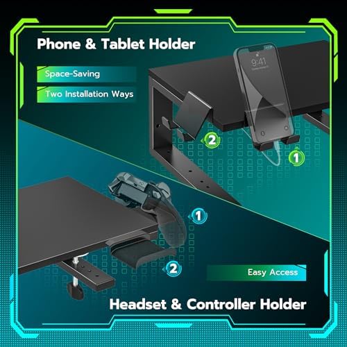 ARES WING Clamp-On 15" 3-in-1 Heavy Duty Desk Shelf Extender Black