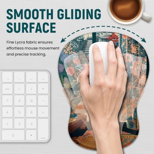 Ergonomic Mouse Pad with Wrist Rest, Gel Wrist Support, Cozy Cat