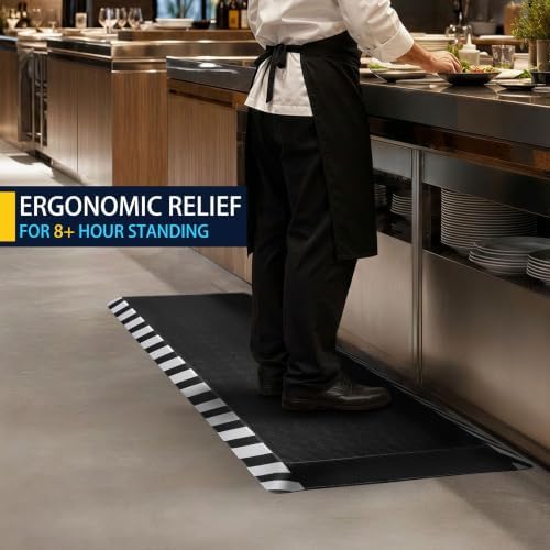 FEATOL Anti Fatigue Mat Industrial, Ergonomic Standing Floor Mat for Work for Stand, Safety Support for Leg & Back Pain(White Border,20" x 48",1PC)