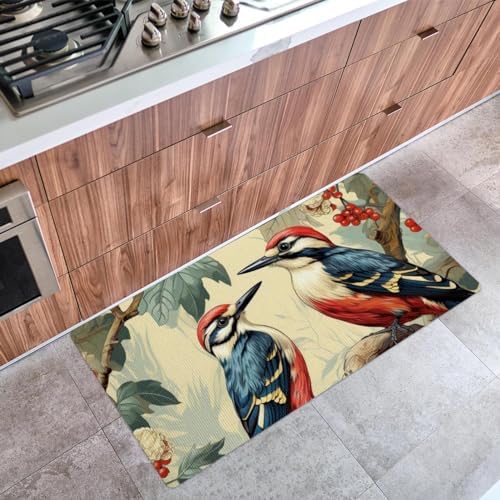 Woodpecker-649 Kitchen Mat, Kitchen Rug, Standing Desk Mat, Kitchen Floor Mat Non-Skid, Anti Fatigue Kitchen Runner Rug, Washable