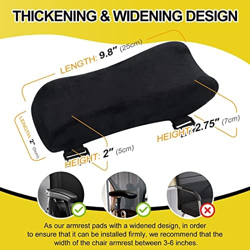 Ergonomic Office Chair Arm Pads, Memory Foam Armrest Pads for Office Chair Gaming Chair Arm Rest Covers for Desk Chair, Armrest Cushions for Elbow Pressure Relief (Set of 2)
