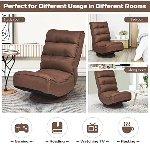 COSTWAY Folding Floor Chair, Adjustable 5-Position Swivel Gaming Chair