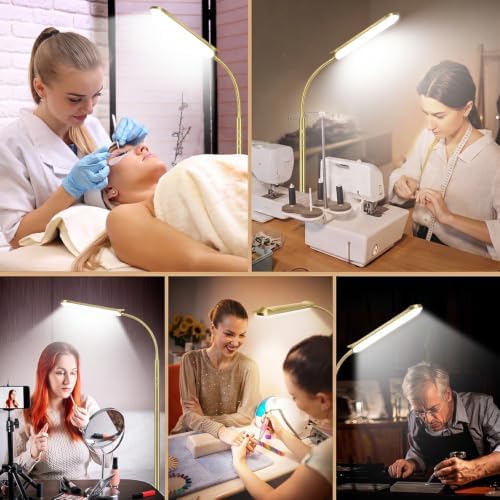 marctronic Gold Polished Floor Lamp, 18W 1800LM LED, Luxury Decor Style & Stepless Dimming, Eye-Caring Timing Reading Lamp for Bedroom/Living Room