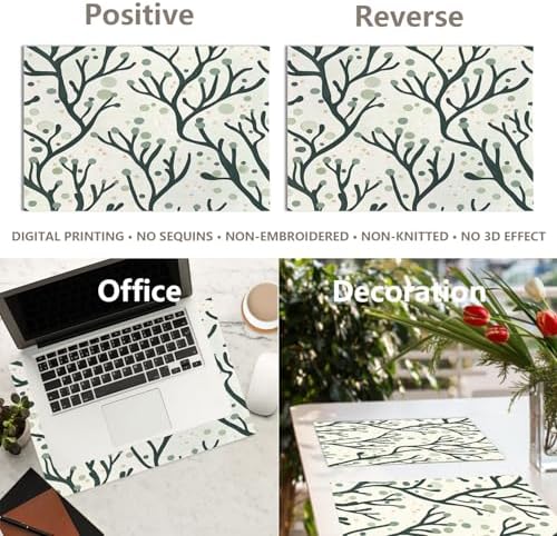 Marine Ocean Inspired Linen Placemats, Abstract Art Minimalist Table Mats for Table Washable Heat Insulation Thick Dining Mat, Indoor/Outdoor 12X18 in 6 Pcs