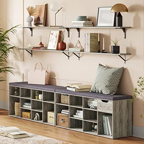 DINZI LVJ Long Wall Shelves, 39.4 Inch Wall Mounted Shelves with Brackets