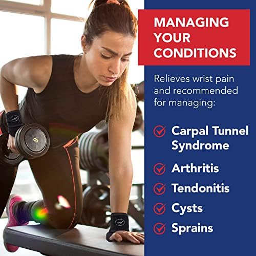 Doctor Developed Wrist Brace, Wrist Wraps for Carpal Tunnel Arthritis, Tendonitis, Hand Support, Ideal for Fitness, Weightlifting - Handbook Included (Wrist Brace - 2 Pack)