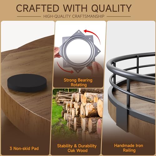 AMH 9-Inch Farmhouse Oak Lazy Susan Cabinet Organizer, Walnut Finish