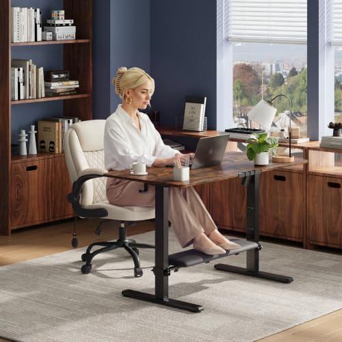 47" x 24" Electric Standing Desk with Adjustable Footrest, Rustic Brown