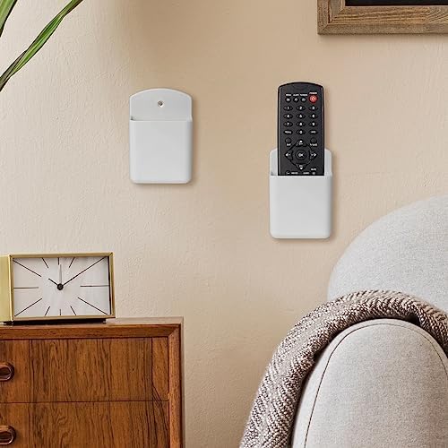 4 Pcs Remote Control Holde Wall Mount, TV Controller Holder, Self Adhesive Remote Holder, Wall Pen Holder Storage Accessories for Home Office School (White)