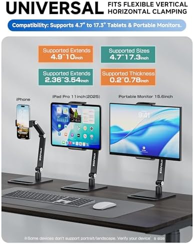 Portable Monitor Stand for 15.6'',17.3'', Tablet Stand Holder for iPad
