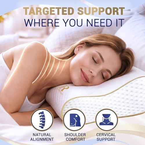 Memory Foam Pillow, Cervical Pillow (2 Pack) 4-Layer Queen, Contour Pillow, Side Sleeper, Neck Support, Pillow for Neck Pain