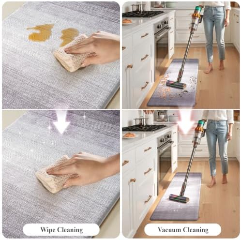 KIMODE Anti Fatigue Kitchen Mats for Floor,Gradient Grey Purple Kitchen Rug