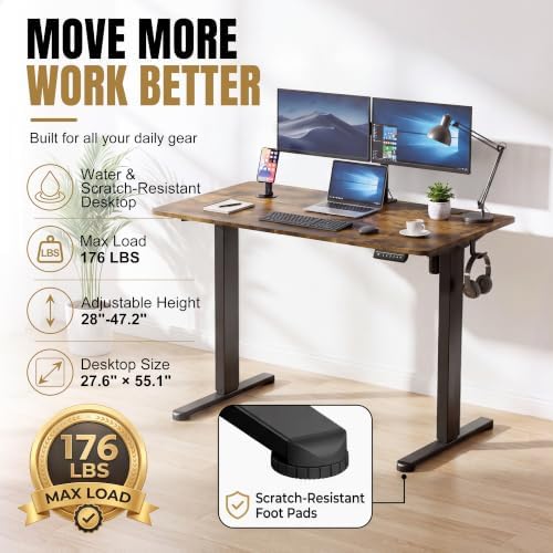 Furmax 45 Inches Electric Standing Desk, Home Office Desk with Phone Holder