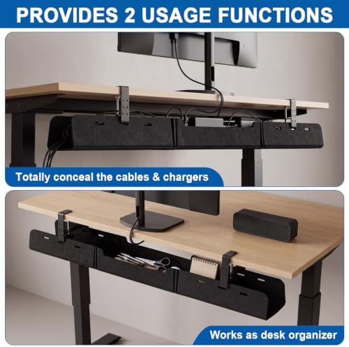 Chumia Under Desk Cable Management Tray No Drill, Black, 48 Inch