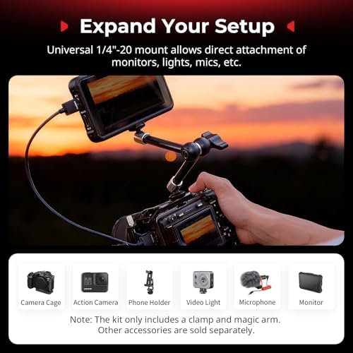 SMALLRIG Magic Arm with Super Clamp for Action Cameras, with 2-Pong Adapter