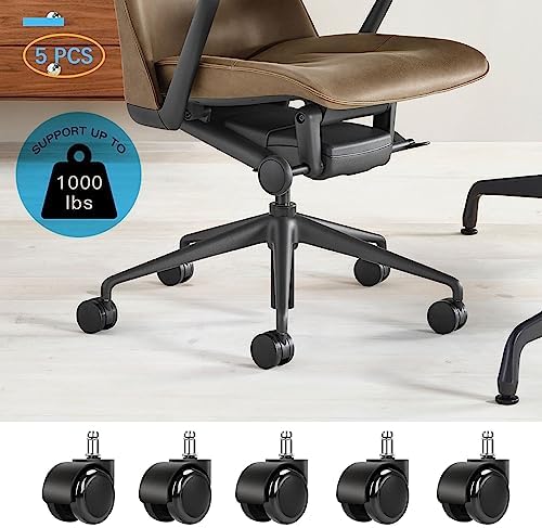 2" Office Chair Wheels Heavy Duty Replacement, Mute Rubber Rotating Desk Chair Caster Wheels, Computer Desk Chair Wheel Safe Mute Rotating Rubber Wheels for Wood Floors and Carpet, Universal Standard