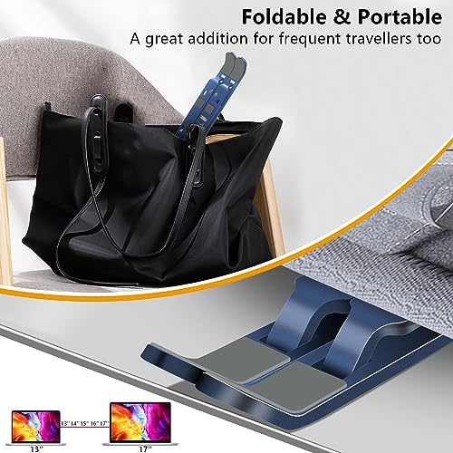 Laptop Stand, Computer Tablet Stand, Adjustable Aluminum Foldable Portable Laptop Holder Riser, Compatible with MacBook Air Pro, Lenovo, HP, Dell, More 10-15.6” Laptops and Tablets (Blue)