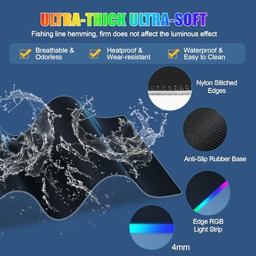 Mouse Pad with Foldable Phone Holder & Wireless Charger, XL RGB Gaming Mousepad 31.5"x11.8" Large Desk Mat for Keyboard, Home Desk Pad with Dual Qi Charging Station | 11 Colors & 5 Modes | Waterproof