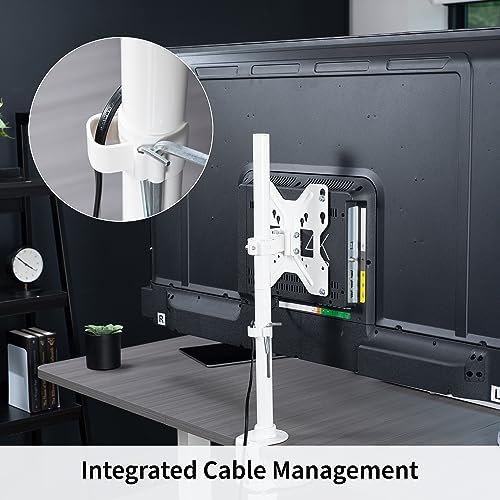 VIVO Ultra Wide TV Desk Mount for up to 55 inch Screens Weighing 66 lbs, Full Motion Height Adjustable Single Television Stand, White, STAND-V155CW
