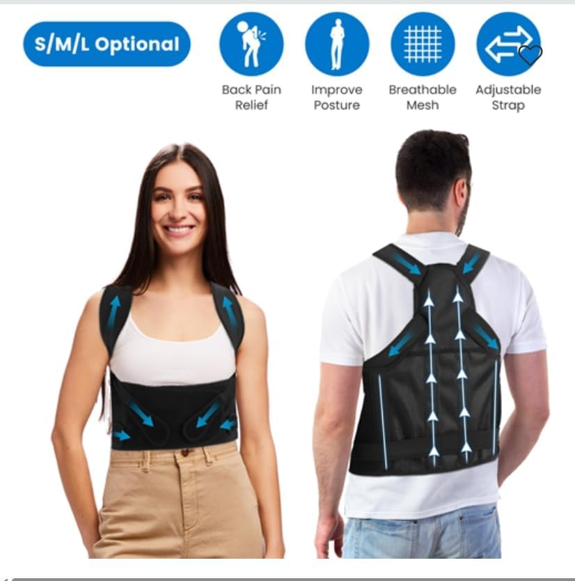 Posture Corrector for Women Men, Adjustable Back Brace Posture Trainer Improve Hunchback Slouching Kyphosis, Invisible Under Clothes Upper Back Straightener for Pain Relief, Breathable Mesh