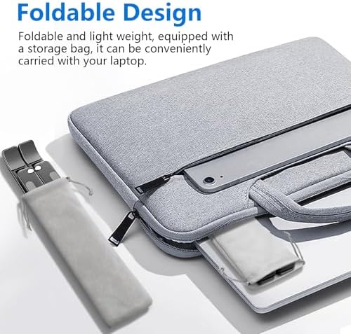 Laptop Stand for Desk, Aluminum Metal MacBook Stand, Computer Riser for Desk, Portable Foldable Adjustable Notebook Holder, Compatible with 10-15.6 Inch Laptops, iPad, Black.