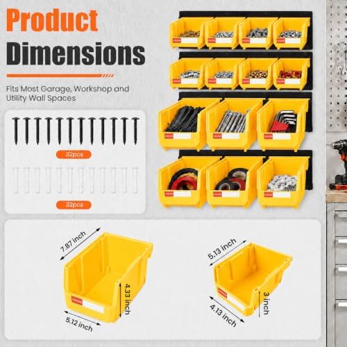 14pc Wall-Mounted Storage Organizer Mixed V1 V2 Combo Yellow