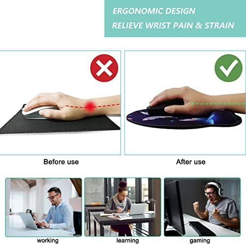 Mouse Pad with Wrist Support, Ergonomic Mouse Pad with Memory Foam Wrist Rest Cushion, Non-Slip Rubber Base Gaming Mice Pad for Home Office Computer Laptop, Butterfly