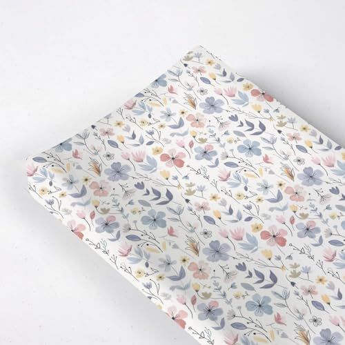 Spring Summer Pastel Flowers Leaves Baby Changing Pad Cover, Unisex Floral Nursery Diaper Changing Table Pad Mat Sheet for Boys Girls-16x32