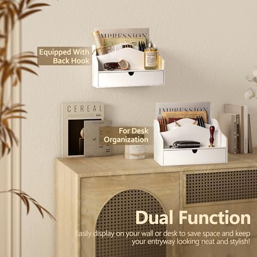 Rebee Vision Mail Organizer for Desk with 4-Slot Letter Home Decor, White