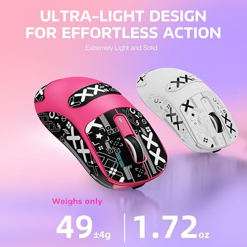 ATTACK SHARK X3 49g Lightweight Wireless Gaming Mouse, Berry&Tape