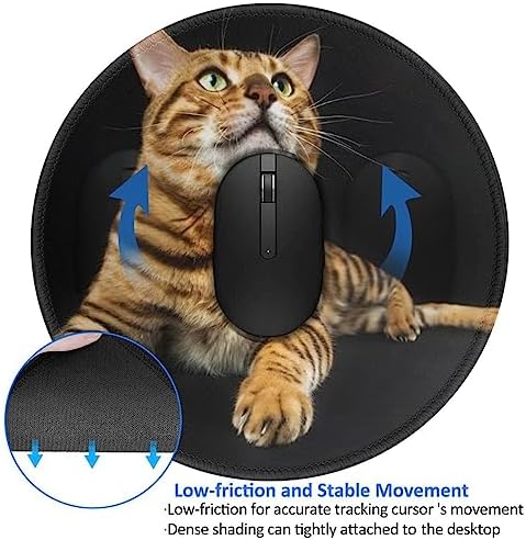 Cute cat on Black Space cat Mouse pad Cute,Gaming Mouse pad Small Non-Slip Round Mouse Pads for Wireless Mouse,Laptop,Desk