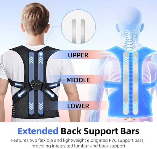 babaka Posture Corrector for Women and Men, Adjustable Full Back Support, Upper and Lower Back Pain Relief, Back Brace, Shoulder Straightener, Scoliosis, Hunchback, Thoracic, Spine Corrector (X-Large, Waist: 33''-44'')