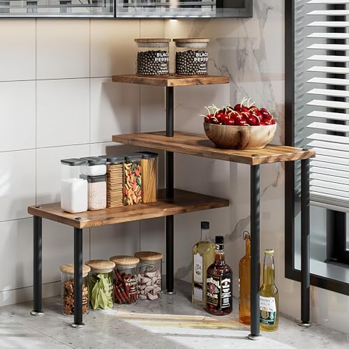 3 Tier Adjustable Countertop Organizer Corner Shelf
