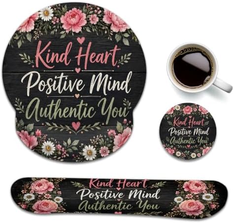 Flowers Mouse Pad with Wrist Rest, Keyboard Support and Coaster