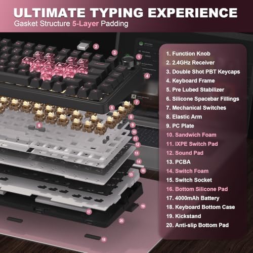 YUNZII B75 PRO 75% Wireless Mechanical Keyboard (Black Heart, CocoaV2)