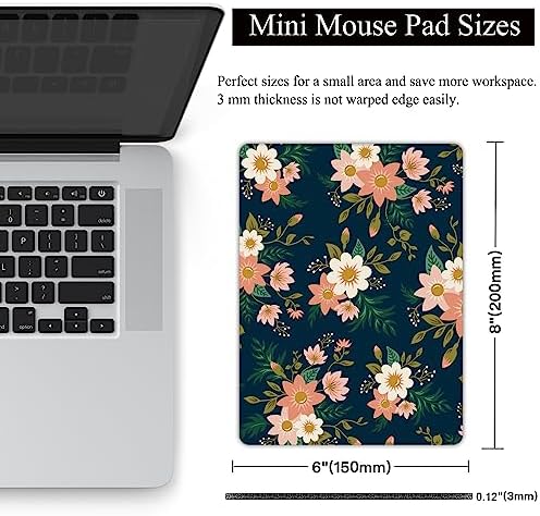 Small Mouse Pad, Mini Mouse Pad 6 X 8 Inch with Non-Slip Rubber Base for Keyboard Tray Laptops Wireless Mouse Home Office Travel, Washable & Portable (Spring Summer Flowers)