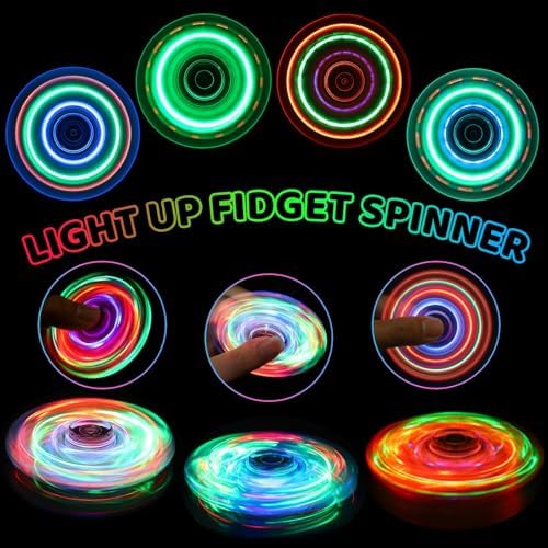 Fidget Spinner 2 Pack, Light up Sensory Fidget Toys Adults Kids Autism ADHD