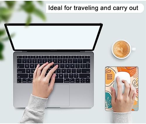 Small Mouse Pad, Mini Mouse Pad 6 X 8 Inch with Non-Slip Rubber Base for Keyboard Tray Laptops Wireless Mouse Home Office Travel, Washable & Portable (Modern Abstract Leaves)