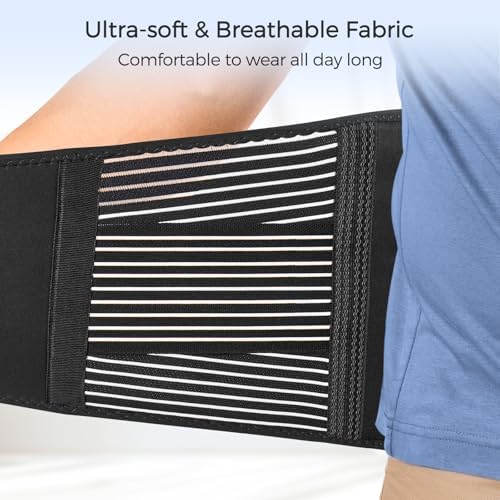 Freetoo Back Braces for Lower Back Pain Relief with 6 Stays, Breathable Back Support Belt for Men/Women for work, Anti-skid lumbar support belt with 16-hole Mesh for sciatica,plus size(XXL)