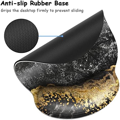 Ergonomic Mouse Pad with Wrist Support, Marble Memory Foam Wrist Rest Mouse Pads, Cute Computer Laptop Office Accessories Decor, Pain Relief Mousepad for Gaming Work Men Women, Black White