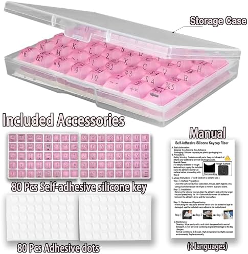 80 Pcs Long Nails Raised Keyboard Stickers for Typing & Gaming Gap Expander