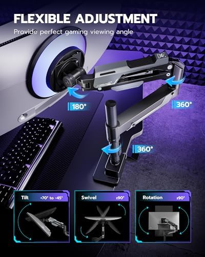 ARES WING Ultrawide Monitor Arm for 24 to 57 Inch Screen, Black
